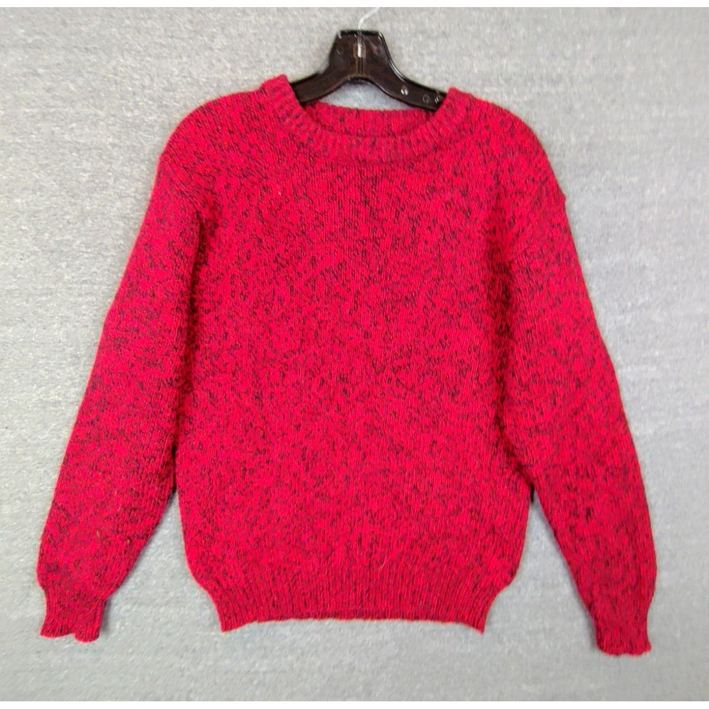 Eddie Bauer Womens Sweater L Red Wool Chunky Knit Cabincore Cozy Academia VTG